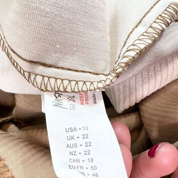 Nasty Gal Shirt Dress Womens 18 Button Up Corduroy Color Block patchwork fall - Picture 5 of 11